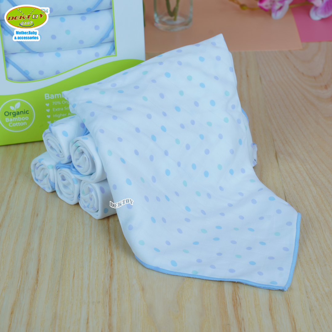 Pureen เพียวรีน ผ้าอ้อมเยื่อไผ่เพียวรีน สีฟ้า 29 x 29 นิ้ว 6 ผืน Organic Bamboo Cloth Diaper