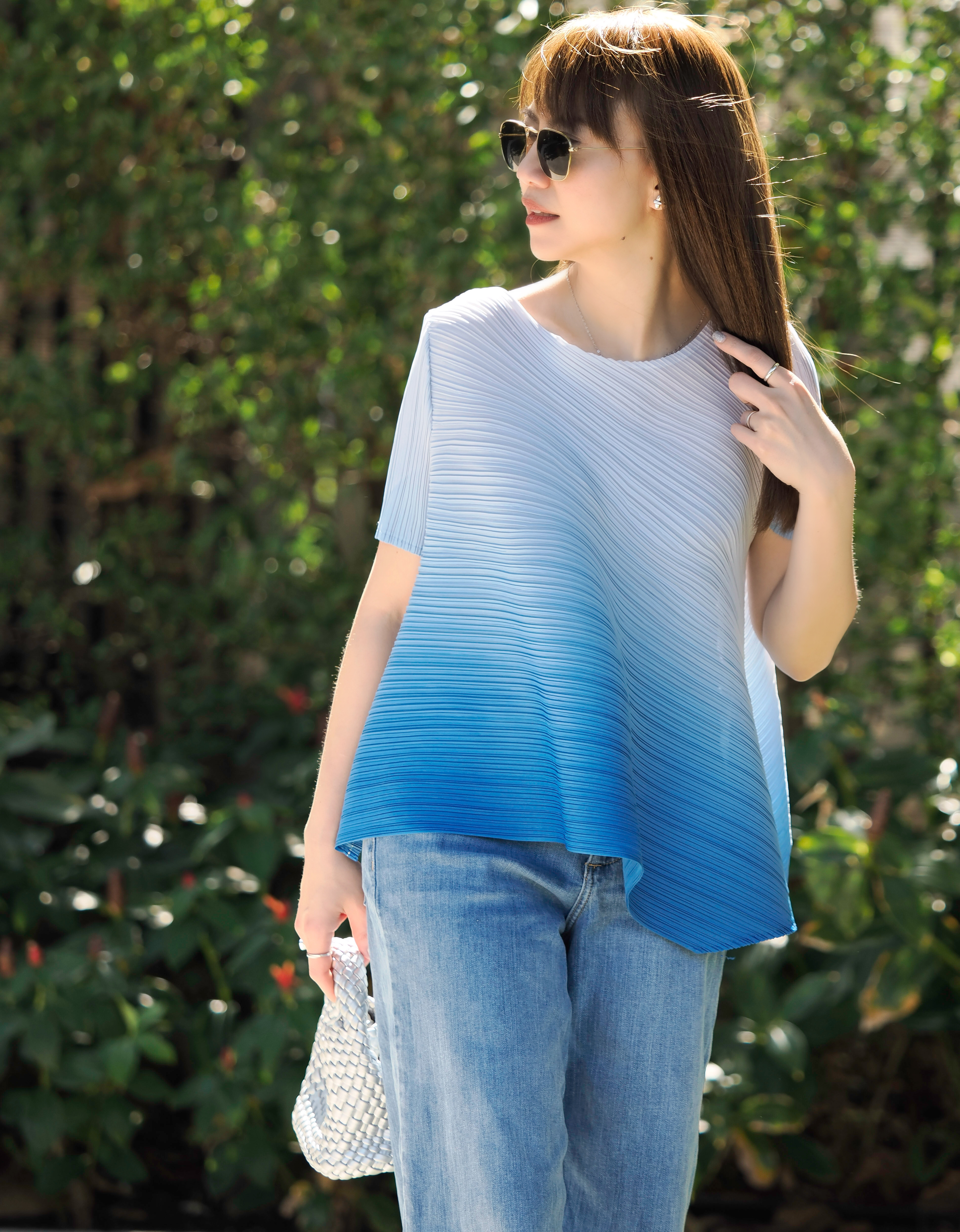 ปรับราคาลง20%!! 2MUAY รุ่น GJO2900-9 เสื้อพลีทคุณภาพ SHORT SLEEVE ASYMMETRIC GRADIENT PLEATED TOP 4 สี FREE SIZE