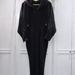 ยาว45 นิ้ว 2MUAY รุ่น GM0844 เดรสอัดพลีท HOODED THICK LONG SLEEVE PLEATED DRESS FREE SIZE สีดำ