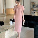 2MUAY รุ่น GJO10189 เดรสอัดพลีทคุณภาพ POLO SHORT SLEEVE PLEATED DRESS 10 สี FREE SIZE