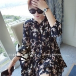 เดรสแฟชั่นเกาหลี ผ้านิ่มพิมพ์ลายดอกตามแบบ