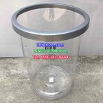 ถังขยะทรงกลม พลาสติกใส 45 ลิตร ขอบเงิน