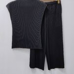 2MUAY รุ่น GM13010 / GM7023 HIGH NECK CAP SLEEVE PLEATED SET สีดำ FREE SIZE