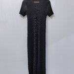 ยาว 46 นิ้ว 2MUAY รุ่น GM0817 เดรสอัดพลีท THICK SHORT SLEEVE PLEATED DRESS สีดำ FREE SIZE