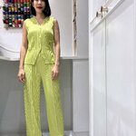 กก ยาว37.5นิ้ว 2MUAY รุ่น GJO11380 / GJO11411 THICK SLEEVELESS VEST PLEATED SET 10 สี FREE SIZE