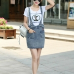 ชุดเดรสยีนส์ กระโปรงสั้นเกาหลี แฟชั่นมาใหม่ สียีนส์ งานตามแบบ