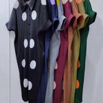 2MUAY รุ่น GM9581 เดรสอัดพลีท POLKA DOT BUTTON FRONT PLEATED DRESS 7 สี FREE SIZE