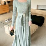 2MUAY รุ่น GJO1999 เดรสพลีทคุณภาพ THICK SQUARE NECK PLEATED DRESS 8 สี FREE SIZE