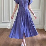 2MUAY รุ่น GJO10285 เดรสอัดพลีท COLLAR CHARM PLEATED DRESS 8 สี FREE SIZE