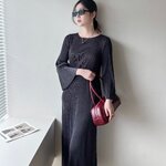 ปรับราคาลง20%!! 2MUAY รุ่น GJO3980 เดรสพลีทคุณภาพ ROUND NECK FLARE SLEEVE PLEATED DRESS 8 สี FREE SIZE