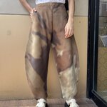 2MUAY รุ่น CX0427 กางเกงพลีทคุณภาพ THICK PRINTED CURVE PLEATED PANTS 2 สี FREE SIZE