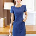 ชุดเดรสยีนส์ มีกระเป๋า2ข้าง ยีนส์นิ่ม มีซิปหลัง งานเหมือนแบบ