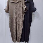 ยาว 43.5 นิ้ว 2MUAY รุ่น GM8435 เดรสอัดพลีท POLO SHORT SLEEVE PLEATED DRESS 2 สี FREE SIZE