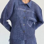 ปรับราคาลง20%!! 2MUAY รุ่น GJO3068-9 เสื้อพลีทคุณภาพ SHIRT DENIM PRINT PLEATED TOP 4 สี FREE SIZE