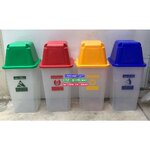 ถังขยะเทศบาล พลาสติกใส ฝาสี พร้อมฝาครอบทรงสูง 120 ลิตร