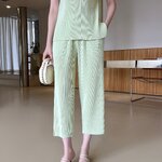 ยาว 33.5นิ้ว 2MUAY รุ่น GJO11209 กางเกงพลีทผ้าหนา THICK STRAIGHT LEG PLEATED PANTS 10 สี FREE SIZE
