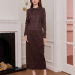 2MUAY รุ่น GJO5006-9 / GJO1821-9 เซ็ตพลีทคุณภาพ FRONT SHIRT CROP BUTTON WITH SKIRT PLEATED SET 7 สี FREE SIZE