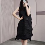 2MUAY รุ่น GJO6613 เดรสอัดพลีทงานคุณภาพ SLEEVELESS ZIGZAG PLEATED DRESS 9สี FREE SIZE