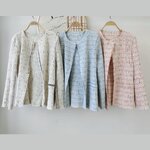 2MUAY รุ่น GJO10623 เสื้อคลุมอัดพลีท OPEN FRONT TWEED PLEATED JACKET/ CARDIGAN 3 สี FREE SIZE