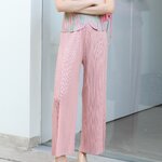 ยาว37นิ้ว! 2MUAY รุ่น GJO7271 กางเกงอัดพลีทงานคุณภาพ BAT STRAIGHT LAYER PLEATED PANTS 18สี FREE SIZE