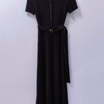 2MUAY รุ่น GJO11489 เดรสพลีทคุณภาพ THICK COLLAR BUTTON FRONT PLEATED DRESS 5 สี FREE SIZE