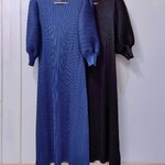 ยาว 47นิ้ว 2MUAY รุ่น GM18008 เดรสอัดพลีท BALLON SLEEVE PLEATED DRESS 2 สี FREE SIZE