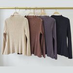 อกถึง 48นิ้ว 2MUAY รุ่น GJO10836 เสื้ออัดพลีท THICK HIGH NECK FLARE PLEATED TOP 4 สี FREE SIZE