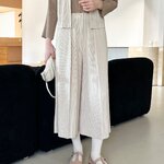 ยาว 32 นิ้ว 2MUAY รุ่น GJO1805 กางเกงพลีทคุณภาพ THICK WIDE LEG PLEATED PANTS 9 สี FREE SIZE