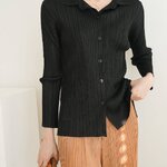 2MUAY รุ่น GJO7807 COLLAR PLEATED TOP เสื้ออัดพลีทงานคุณภาพ 2สี FREE SIZE