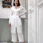 2MUAY รุ่น GJO10364 / GJO10365 เซ็ตอัดพลีท LONG SLEEVE SHIRT COLLAR CRINKLE PLEATED SET 4 สี FREE SIZE