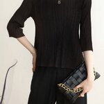 2MUAY รุ่น GJO7097 เสื้ออัดพลีทงานคุณภาพ FLARED PLEATED TOP สีดำ FREE SIZE