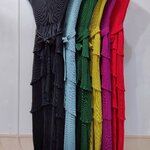 ยาว 52.5 นิ้ว 2MUAY รุ่น GA62144 เดรสอัดพลีท CAP SLEEVE TIERED PLEATED DRESS 6 สี FREE SIZE