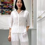 2MUAY รุ่น GJO10366 เสื้ออัดพลีท HALF SLEEVE SHIRT COLLAR CRINKLE PLEATED TOP 4 สี FREE SIZE