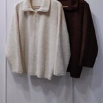 อกถึง 50นิ้ว 2MUAY รุ่น GJO10730 เสื้อคลุมอัดพลีท PLEATED HALF ZIP HIGH NECK SWEATER / CARDIGAN 2 สี FREE SIZE