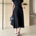 2MUAY รุ่น GJO10243 เดรสอัดพลีท V NECK VOLUME PLEATED DRESS 3 สี FREE SIZE