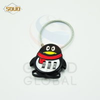 SOLID กุญแจ 3 รหัส ล็อค กระเป๋าเดินทาง แฟนซี รูปเพนกวิน สีดำ