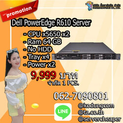 Dell PowerEdge R610 Server x5650 x2 Ram 64 GB No HDD Tray x4