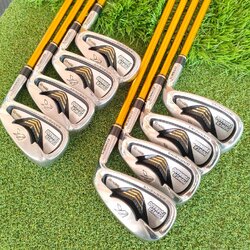 ชุดเหล็ก KASCO POWER TORNADO DF-III มีเหล็ก 5-9 PW AW SW ได้ทั้งหมด 8 ชิ้น ก้าน KASCO POWER TORNADO DF-III FLEX R เป็นชุดเหล็กหน้าเด้ง หน้า MARAGING ตีไกลสุด ตีไกลกว่าเหล็กปกติมากๆครับ