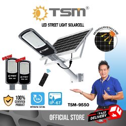 โคมไฟถนนโซล่าเซลล์ ไฟถนนโซล่าเซลล์ แผงโมโนคริสตัลไลน์ ความสว่างสูง กำลังไฟ 550W และ 850W มาพร้อมอุปกรณ์ในการติดตั้ง
