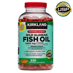 Kirkland Signature Wild Alaskan Fish Oil 1400 mg. ขนาด 230 เม็ด