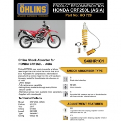 โช๊คหลัง OHLINS HO 729 ASIA HONDA CRF250L 2017-2020
