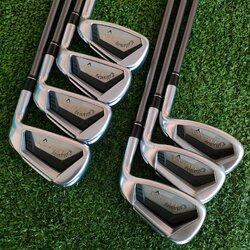 ชุดเหล็ก CALLAWAY LEGACY V มีเหล็ก 5-9 เเละ PW SW ก้าน LEGACY FLEX R เป็นเหล็กเนื้อ FORGED แท้!! แต่ยังมี CAVITY ที่ลึกมากซึ่งต้องใช้ FORGED เยอะมากๆ ไม้กอล์ฟมือสอง ของแท้ BY NakaraLuxurious