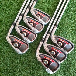 ชุดเหล็ก TAYLORMADE BURNER PLUS มีเหล็ก 4-9 เเละ PW FLEX S รุ่น PLUS คือจะตีไกลกว่ารุ่นปกติ ไม้กอล์ฟมือสอง ของแท้ BY NakaraLuxurious