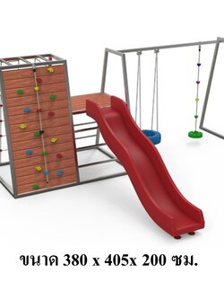 เครื่องเล่นสนามไม้+โครงสแตนเลส เกรด304 ปีนตาข่าย สไลด์เดอร์ ไต่หน้าผา ชิงช้า ห่วงโหน รุ่น BKDPLAY-J-30 ไม้เนื้อแข็ง ผลิตในไทย ใช้สแตนเลสไม่เป็นสนิม เครื่องเล่นสนามกลางแจ้ง เครื่องเล่นสนามไม้ ปีนป่าย กายภาพบำบัด