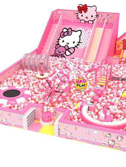 บ้านบอลเด็ก ชุด หนูน้อยคิตตี้หรรษา บ่อบอลพร้อมสไลเดอร์และของเล่นมากมาย รับสั่งทำบ้านบอลตามธีมสีและขนาดตามพื้นที่ได้ pre order 30-45 วัน