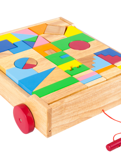 รถลากบล็อกแสนสนุก46ชิ้น , ของเล่นบล๊อกไม้ ,บล็อคไม้, blockไม้ ของเล่นไม้, ของเล่นเสริมพัฒนาการ, ของเล่นเด็กอนุบาล, สื่อการสอนเด็กอนุบาล