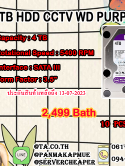 Harddisk WD PURPLE 4TB Sata 3.5