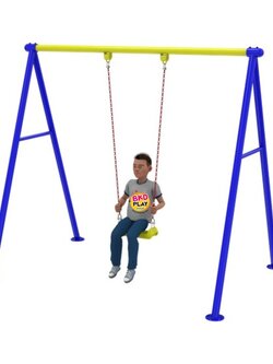 เครื่องเล่นสนามกลางแจ้ง โครงสร้างเหล็ก ชุดชิงช้า1ที่นั่ง อนุบาล มาตรฐาน มอก. Outdoor Playground, ราคาโรงงาน ผลิตในไทย