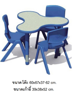 ชุดโต๊ะเรียนทรงก้นเมฆ พร้อมเก้าอี้ 3 ตัว โต๊ะนักเรียนอนุบาล พรีออเดอร์ 30-45 วัน