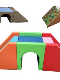 ปีนป่ายลอดถ้ำ บันไดฝึกปีน,ไต่ผาเด็กเล็ก, ปีนป่ายนุ่มนิ่ม เบาะหนังนุ่มนิ่ม softplay, indoor playground kidszone สวนสนุกในร่ม